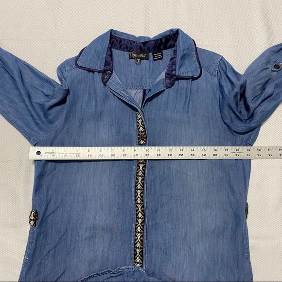 Miss Me Denim Tunic with Aztec Style Stripe - Picture 7 of 10